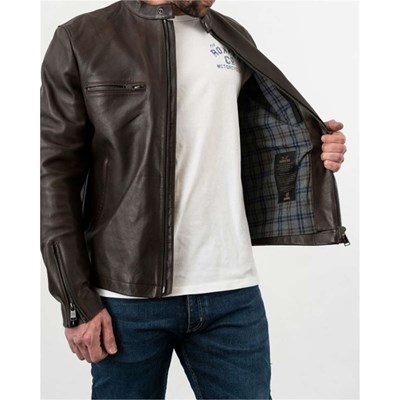 Bild von Commander Leather Jacket Brown