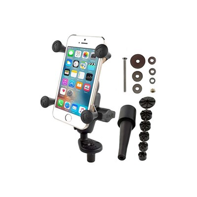 Bild von Motorradhalterung mit X-Grip Universal Halteklammer für Smartphones - Lenkerkopf-Adapter