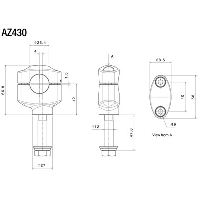Bild von Riser-Adapter für 25.4mm Ø Lenker 42mm hoch